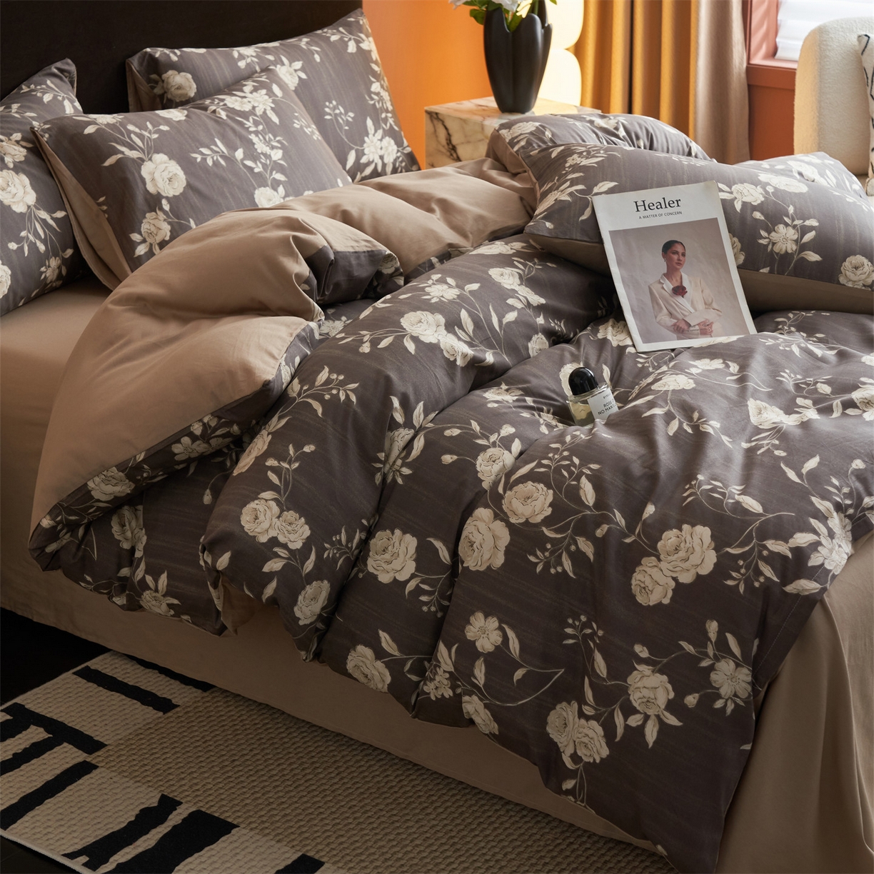 91家纺网 家纺一手货源 找家纺 恒爱家纺2025新款A类全棉印花四件套 锦簇