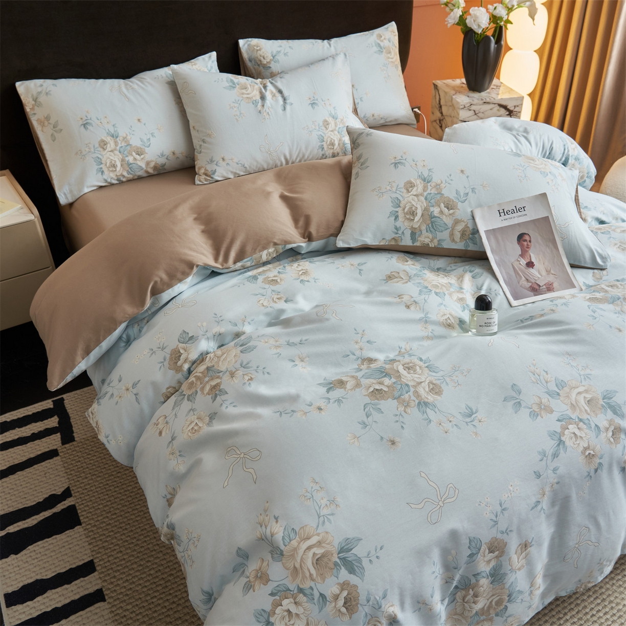 91家纺网 家纺一手货源 找家纺 恒爱家纺2025新款A类全棉印花四件套 蔓枝