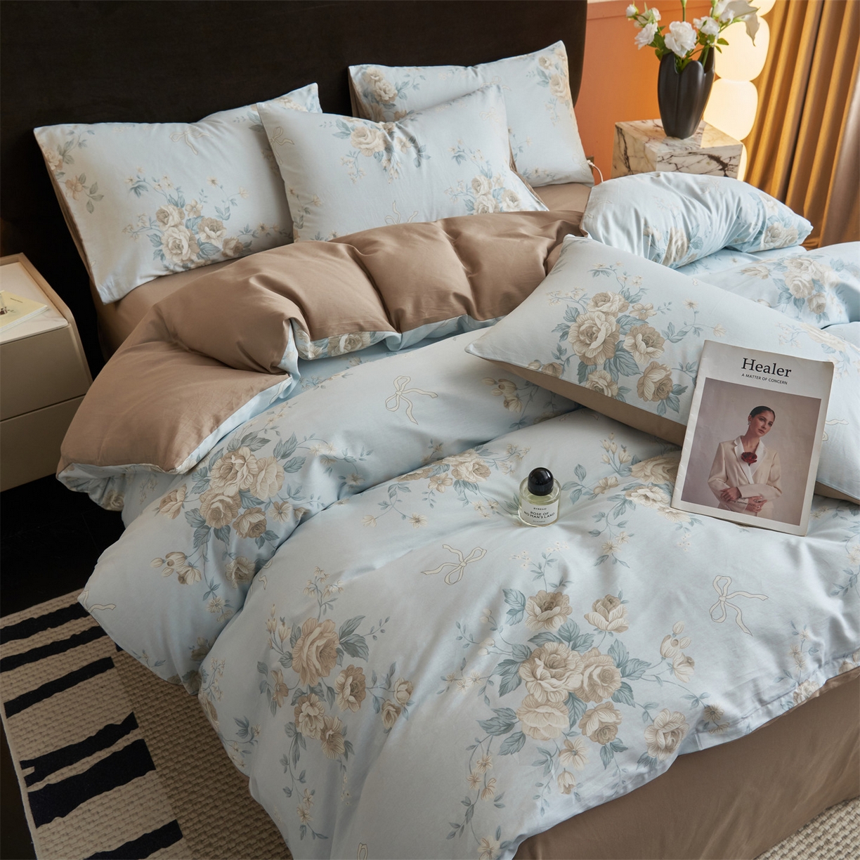 91家纺网 家纺一手货源 找家纺 恒爱家纺2025新款A类全棉印花四件套 蔓枝