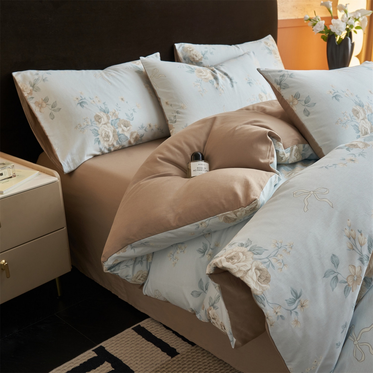 91家纺网 家纺一手货源 找家纺 恒爱家纺2025新款A类全棉印花四件套 蔓枝