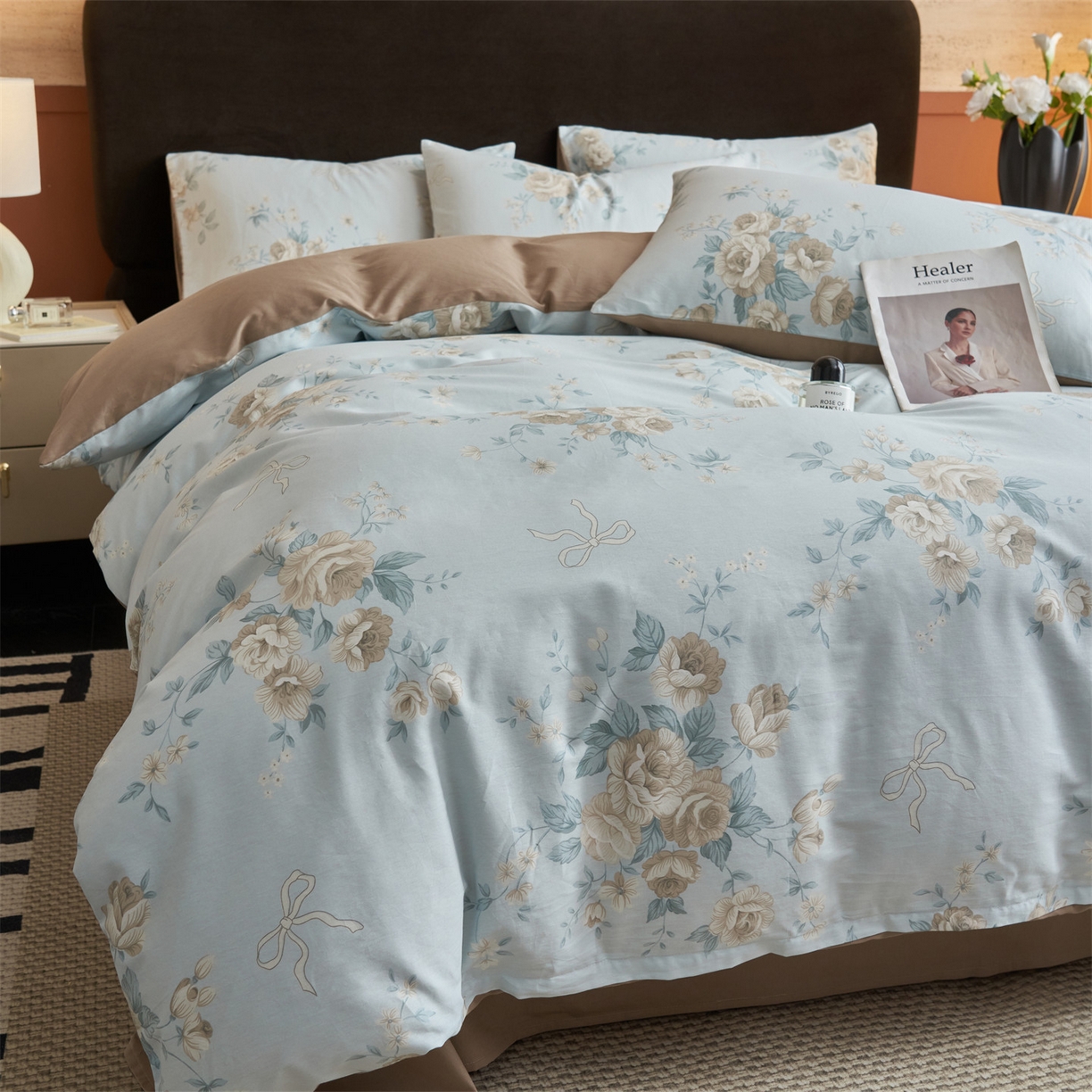 91家纺网 家纺一手货源 找家纺 恒爱家纺2025新款A类全棉印花四件套 蔓枝