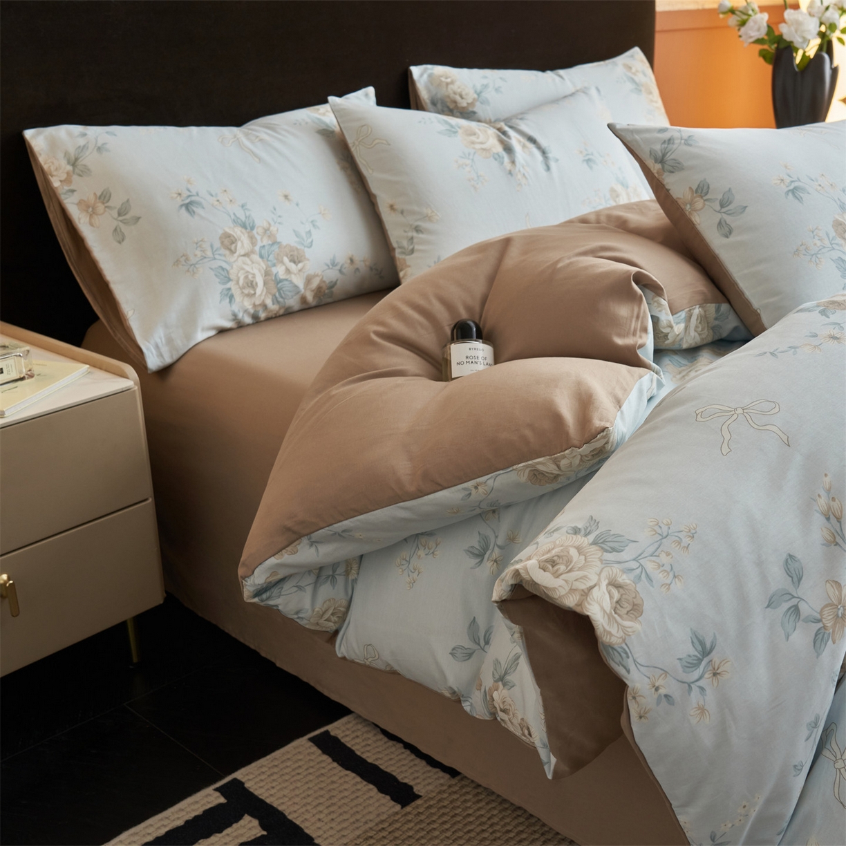 91家纺网 家纺一手货源 找家纺 恒爱家纺2025新款A类全棉印花四件套 蔓枝