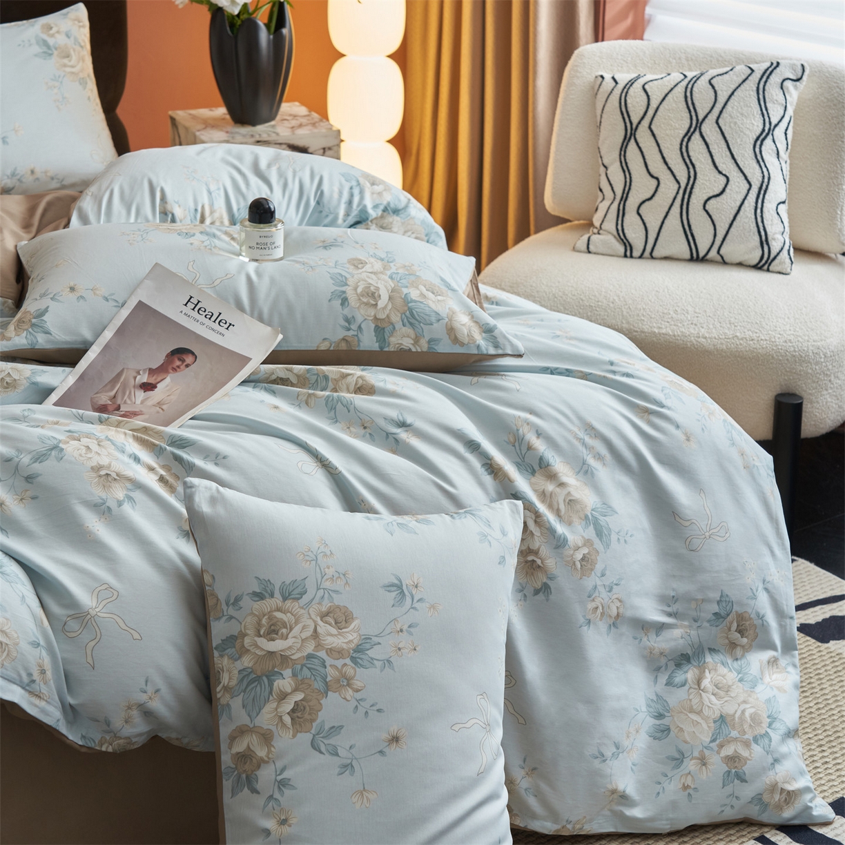 91家纺网 家纺一手货源 找家纺 恒爱家纺2025新款A类全棉印花四件套 蔓枝