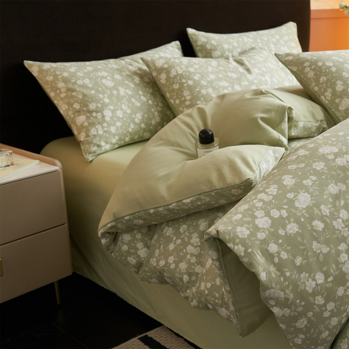 91家纺网 家纺一手货源 找家纺 恒爱家纺2025新款A类全棉印花四件套 青黛