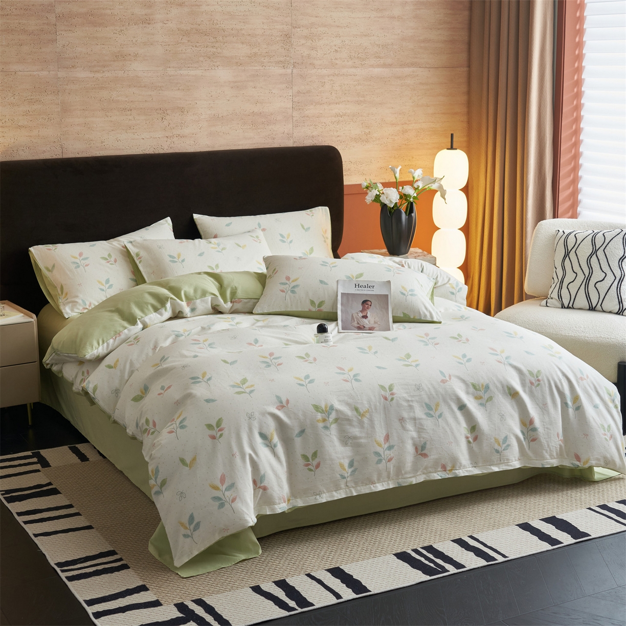 91家纺网 家纺一手货源 找家纺 恒爱家纺2025新款A类全棉印花四件套 夜影