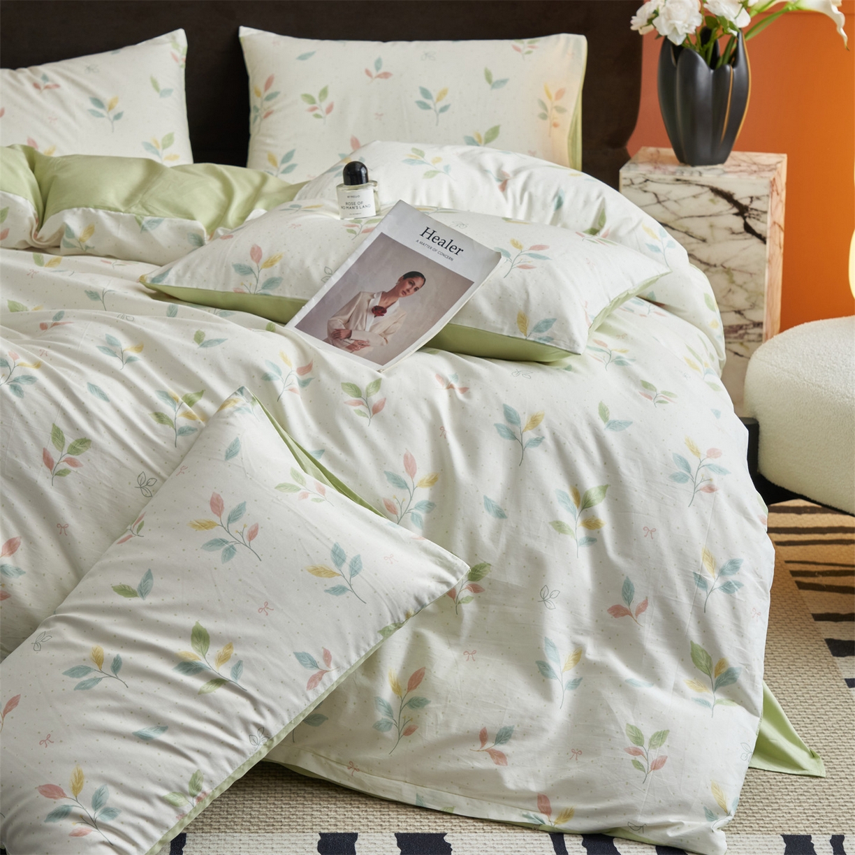 91家纺网 家纺一手货源 找家纺 恒爱家纺2025新款A类全棉印花四件套 夜影