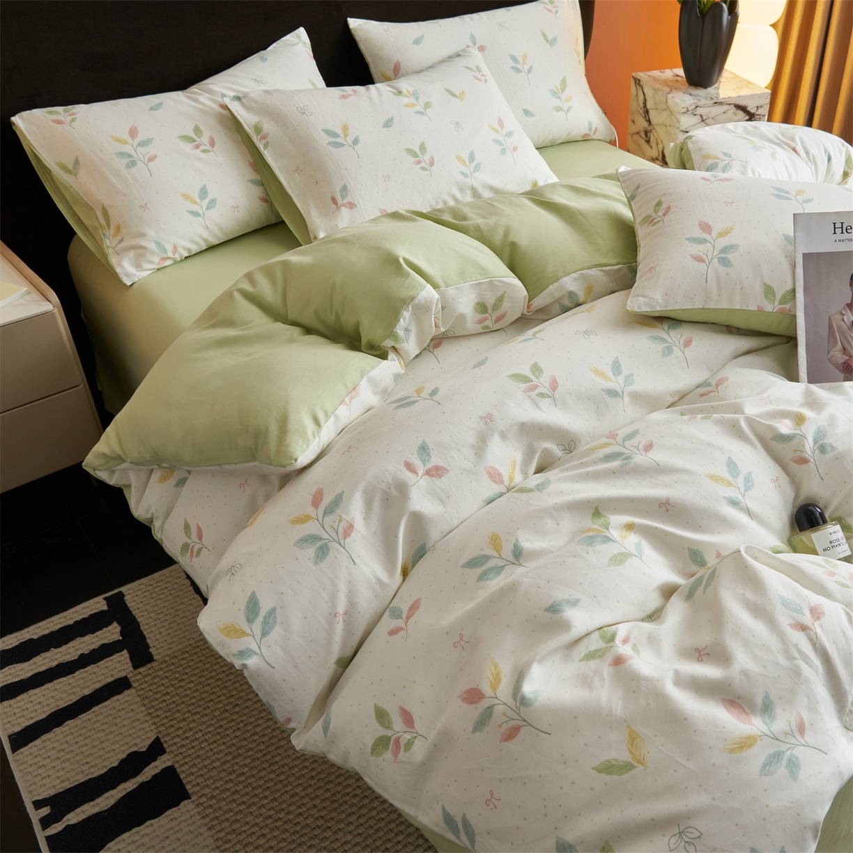 91家纺网 家纺一手货源 找家纺 恒爱家纺2025新款A类全棉印花四件套 夜影