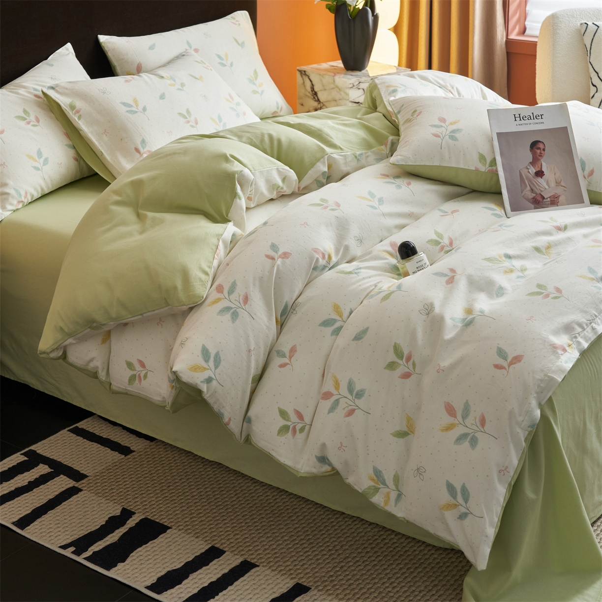 91家纺网 家纺一手货源 找家纺 恒爱家纺2025新款A类全棉印花四件套 夜影