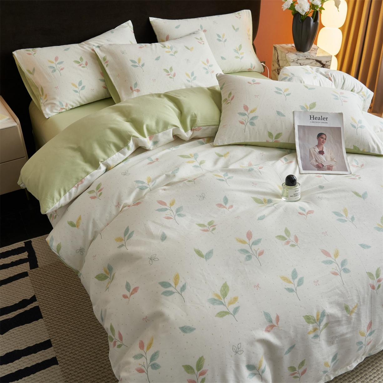 91家纺网 家纺一手货源 找家纺 恒爱家纺2025新款A类全棉印花四件套 夜影