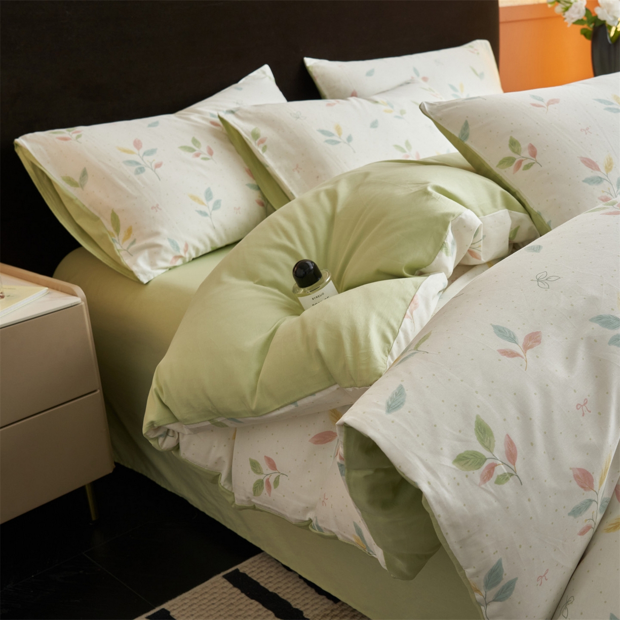 91家纺网 家纺一手货源 找家纺 恒爱家纺2025新款A类全棉印花四件套 夜影