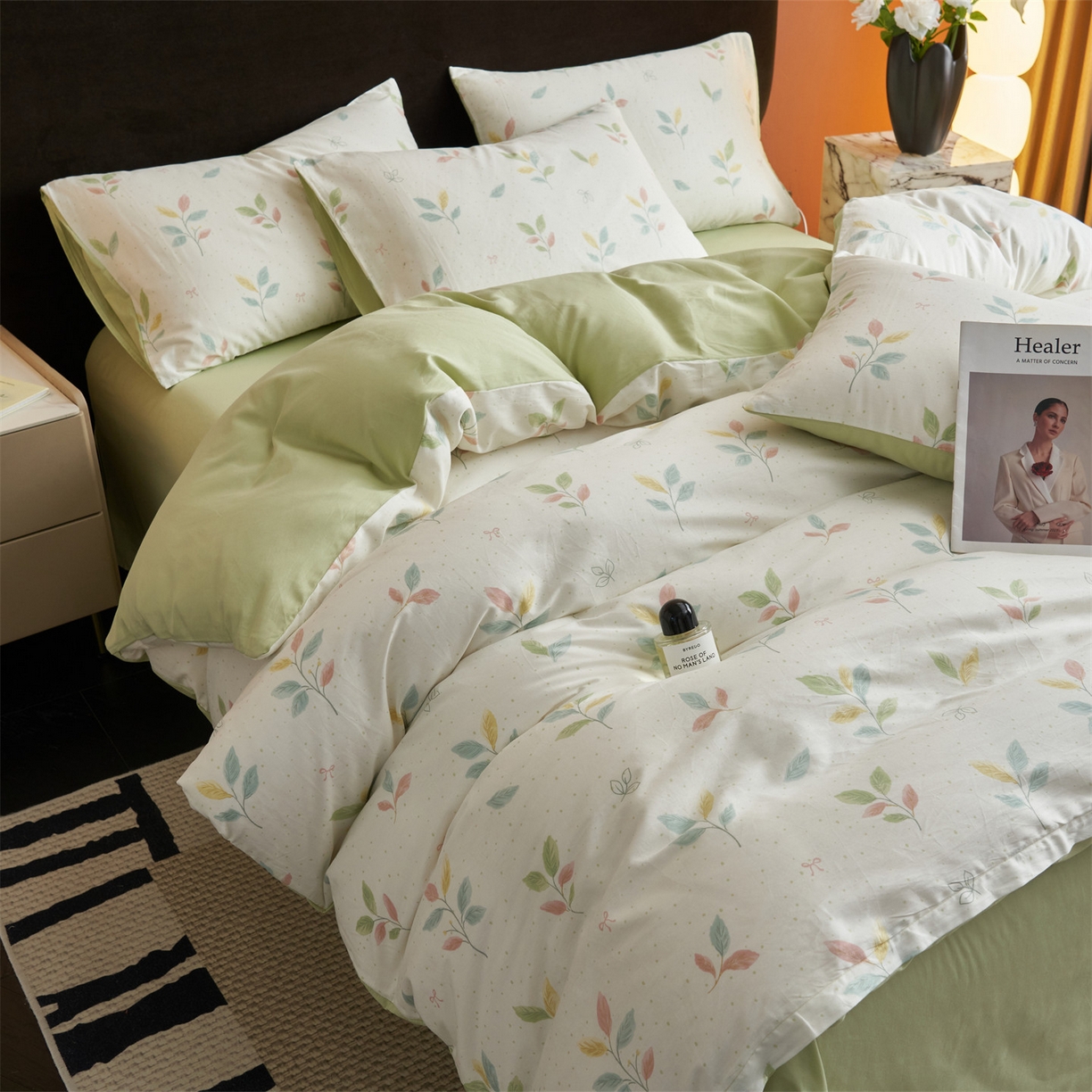 91家纺网 家纺一手货源 找家纺 恒爱家纺2025新款A类全棉印花四件套 夜影