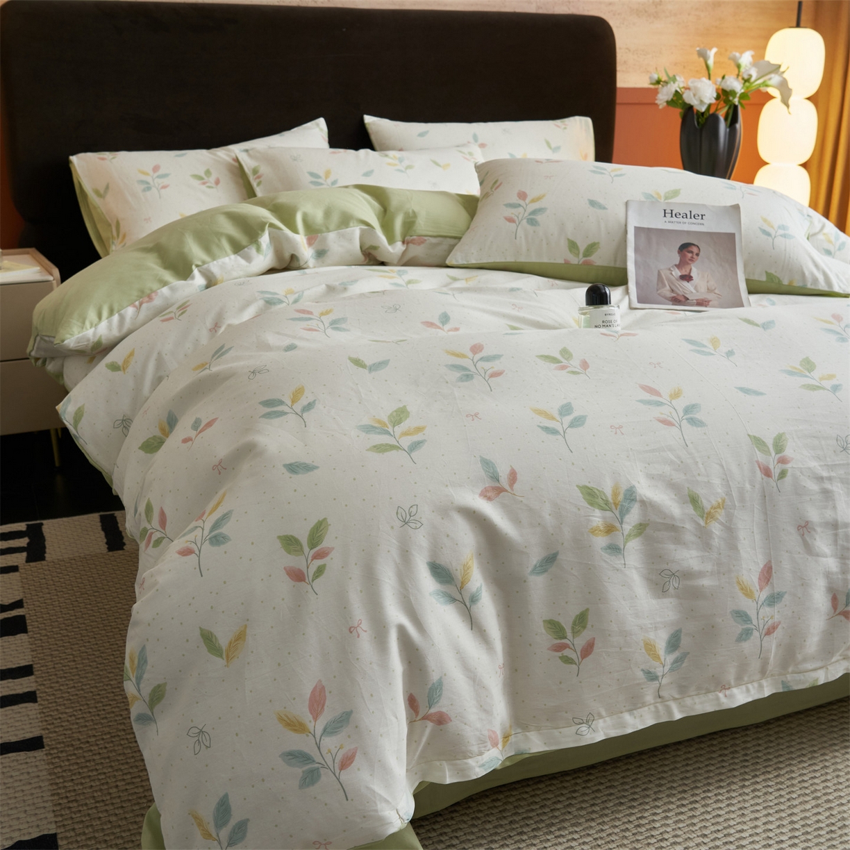 91家纺网 家纺一手货源 找家纺 恒爱家纺2025新款A类全棉印花四件套 夜影