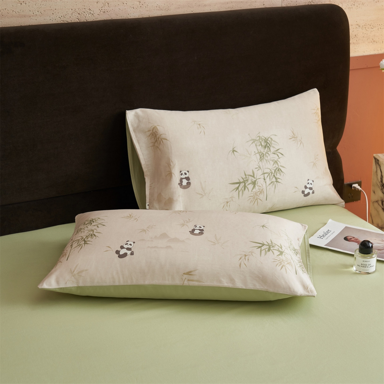 91家纺网 家纺一手货源 找家纺 恒爱家纺2025新款A类全棉印花四件套 竹居熊猫