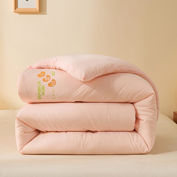 91家纺网 家纺一手货源 找家纺 （总）娇逸家居 2025新款云朵棉软糯糯纯色小鲜豆被被子被芯