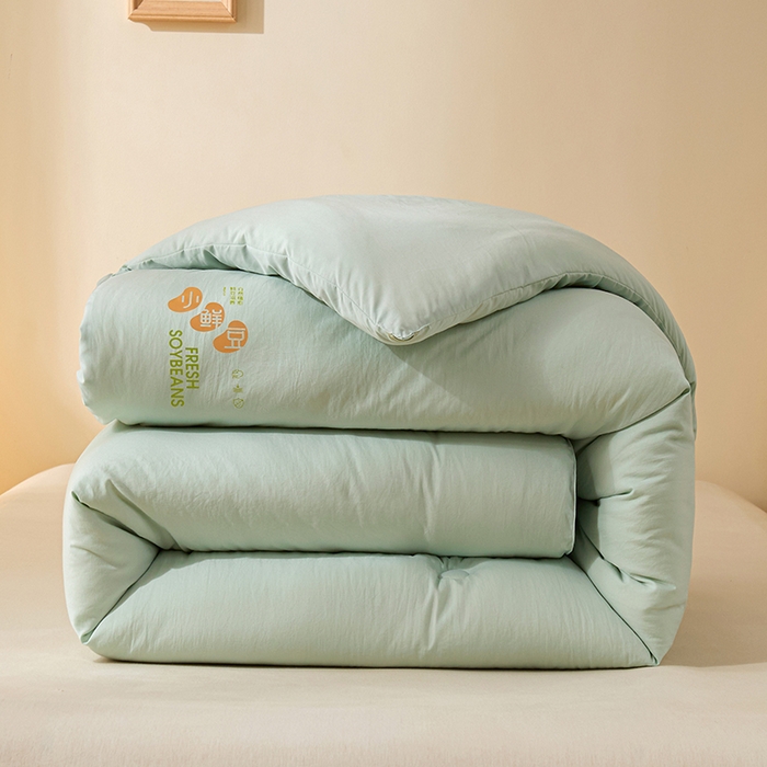 91家纺网 家纺一手货源 找家纺 （总）娇逸家居 2025新款云朵棉软糯糯纯色小鲜豆被被子被芯