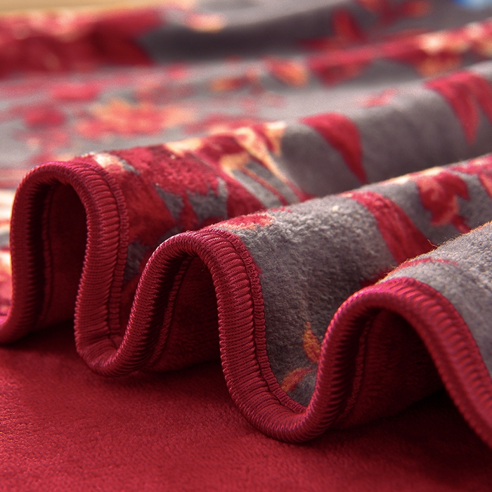 91家纺网 家纺一手货源 找家纺 赛丽雅 2025新款牛奶绒床裙四件套8-9斤法莱绒直播爆款日产2万套 蝶舞-红