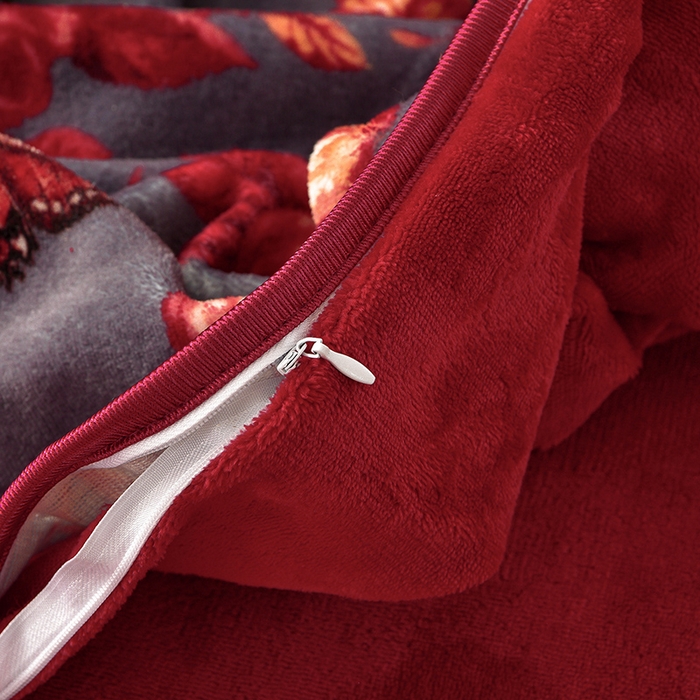 91家纺网 家纺一手货源 找家纺 赛丽雅 2025新款牛奶绒床裙四件套8-9斤法莱绒直播爆款日产2万套 蝶舞-红