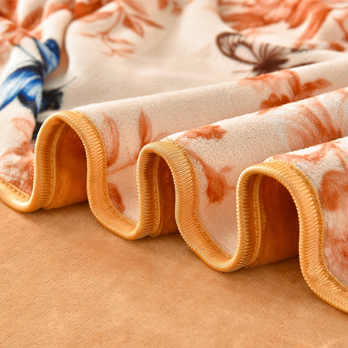 91家纺网 家纺一手货源 找家纺 赛丽雅 2025新款牛奶绒床裙四件套8-9斤法莱绒直播爆款日产2万套 蝶舞-咖