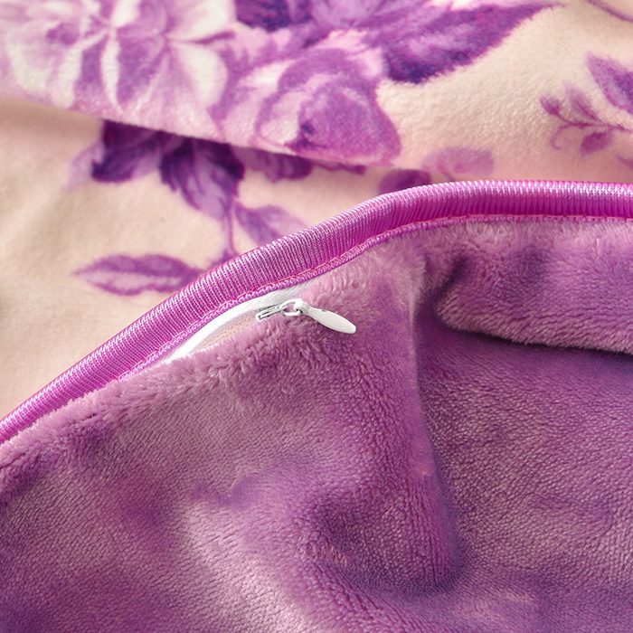 91家纺网 家纺一手货源 找家纺 赛丽雅 2025新款牛奶绒床裙四件套8-9斤法莱绒直播爆款日产2万套 蝶舞-紫