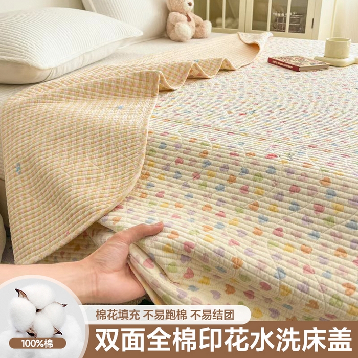 91家纺网 家纺一手货源 找家纺 （总）沐纯家居 2025新款跑量款双面纯棉 棉花填充水洗床盖