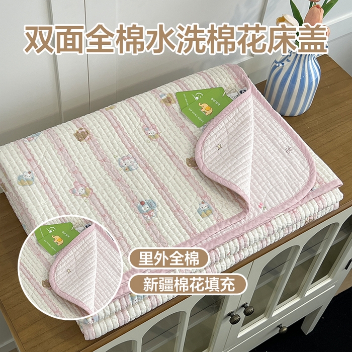 91家纺网 家纺一手货源 找家纺 （总）沐纯家居 2025新款跑量款双面纯棉 棉花填充水洗床盖