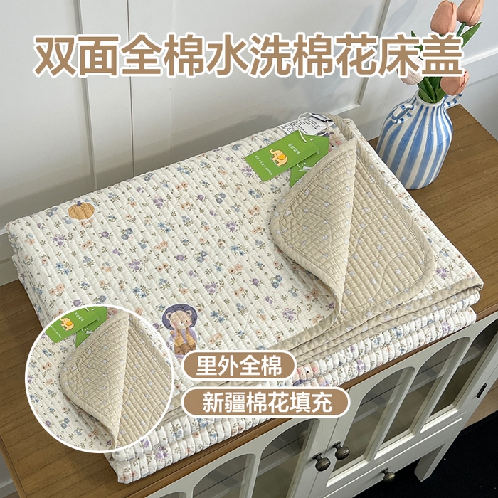 91家纺网 家纺一手货源 找家纺 （总）沐纯家居 2025新款跑量款双面纯棉 棉花填充水洗床盖