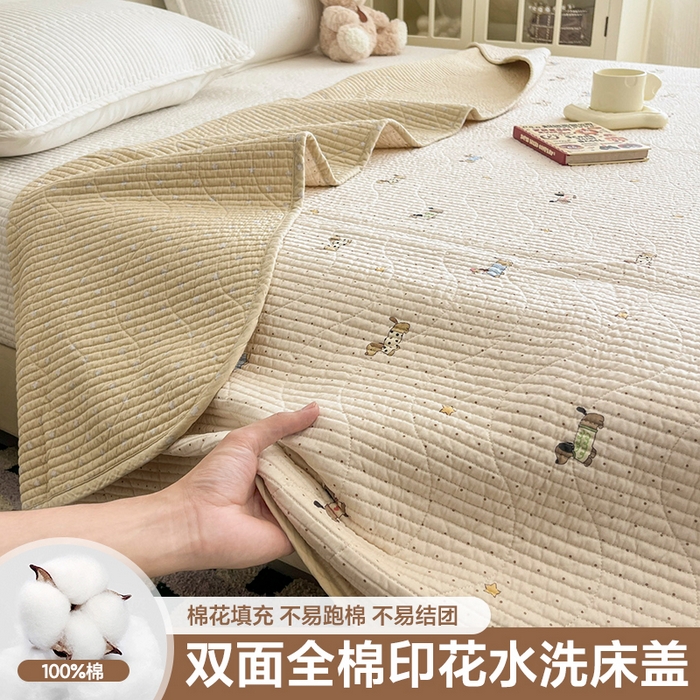 91家纺网 家纺一手货源 找家纺 （总）沐纯家居 2025新款跑量款双面纯棉 棉花填充水洗床盖