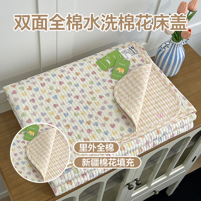 91家纺网 家纺一手货源 找家纺 （总）沐纯家居 2025新款跑量款双面纯棉 棉花填充水洗床盖