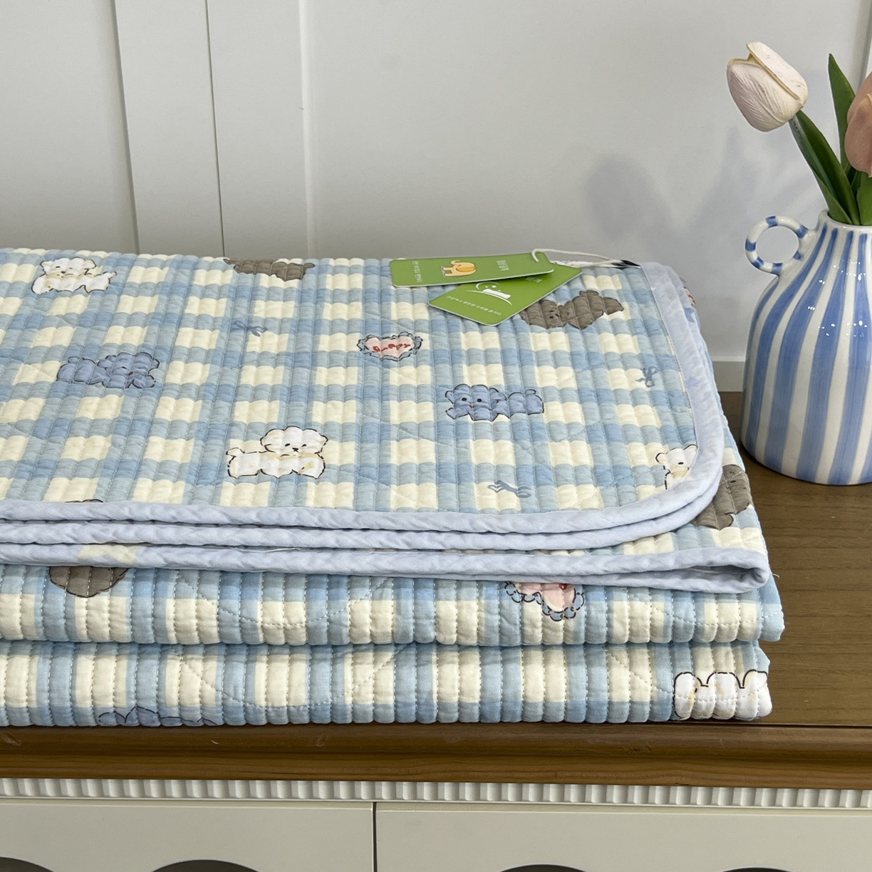 91家纺网 家纺一手货源 找家纺 沐纯家居 2025新款跑量款双面纯棉 棉花填充水洗床盖 星愿旺旺