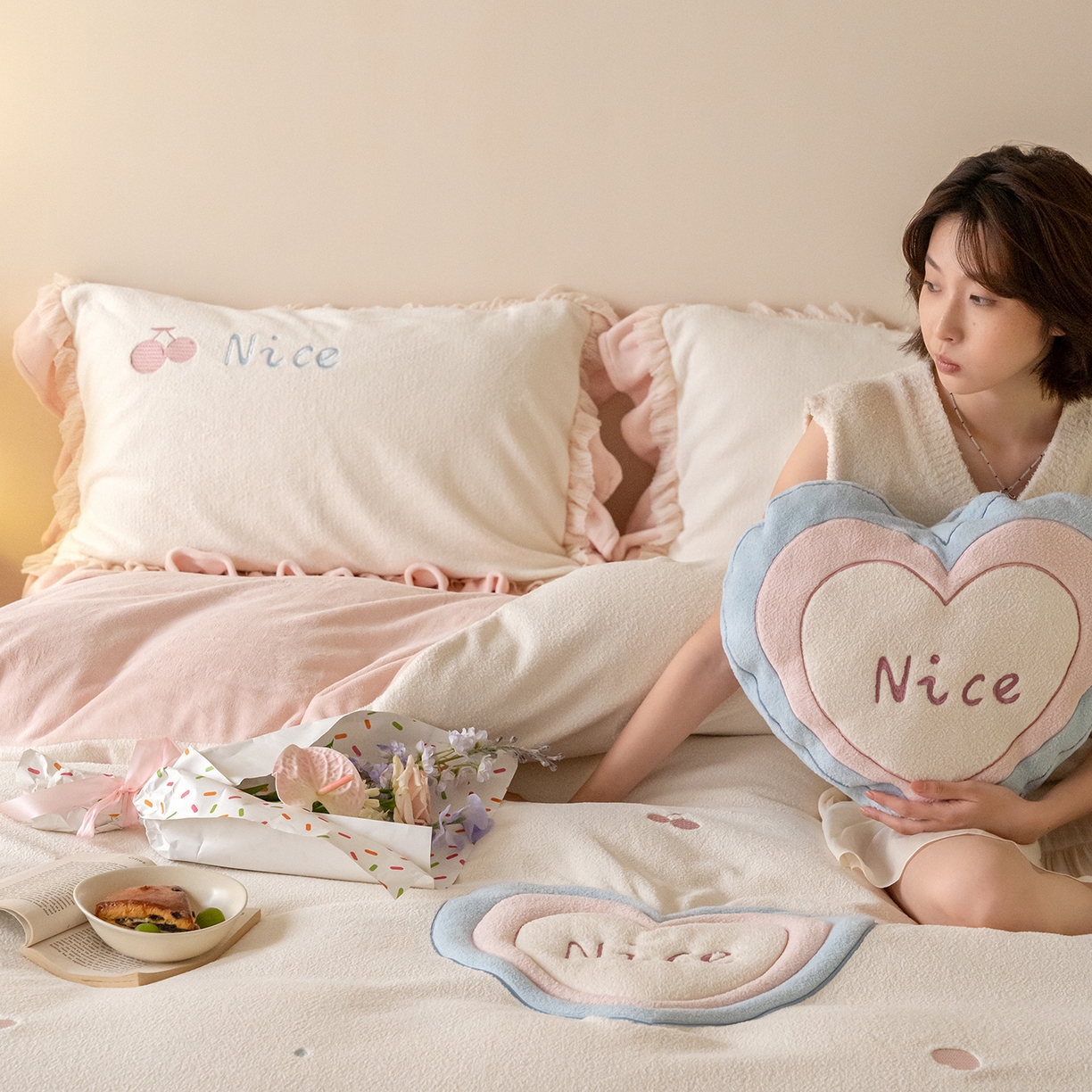 91家纺网 家纺一手货源 找家纺 （总）西西家居 2025新款艾尼绒A版230g牛奶绒四件套-小甜心