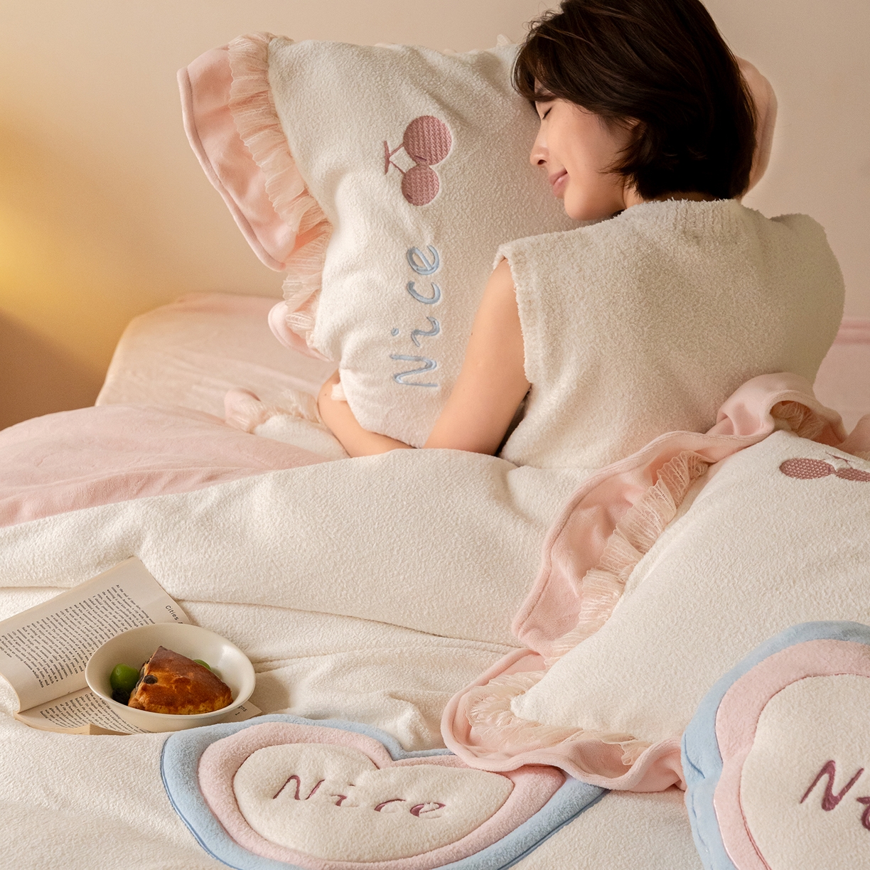 91家纺网 家纺一手货源 找家纺 （总）西西家居 2025新款艾尼绒A版230g牛奶绒四件套-小甜心