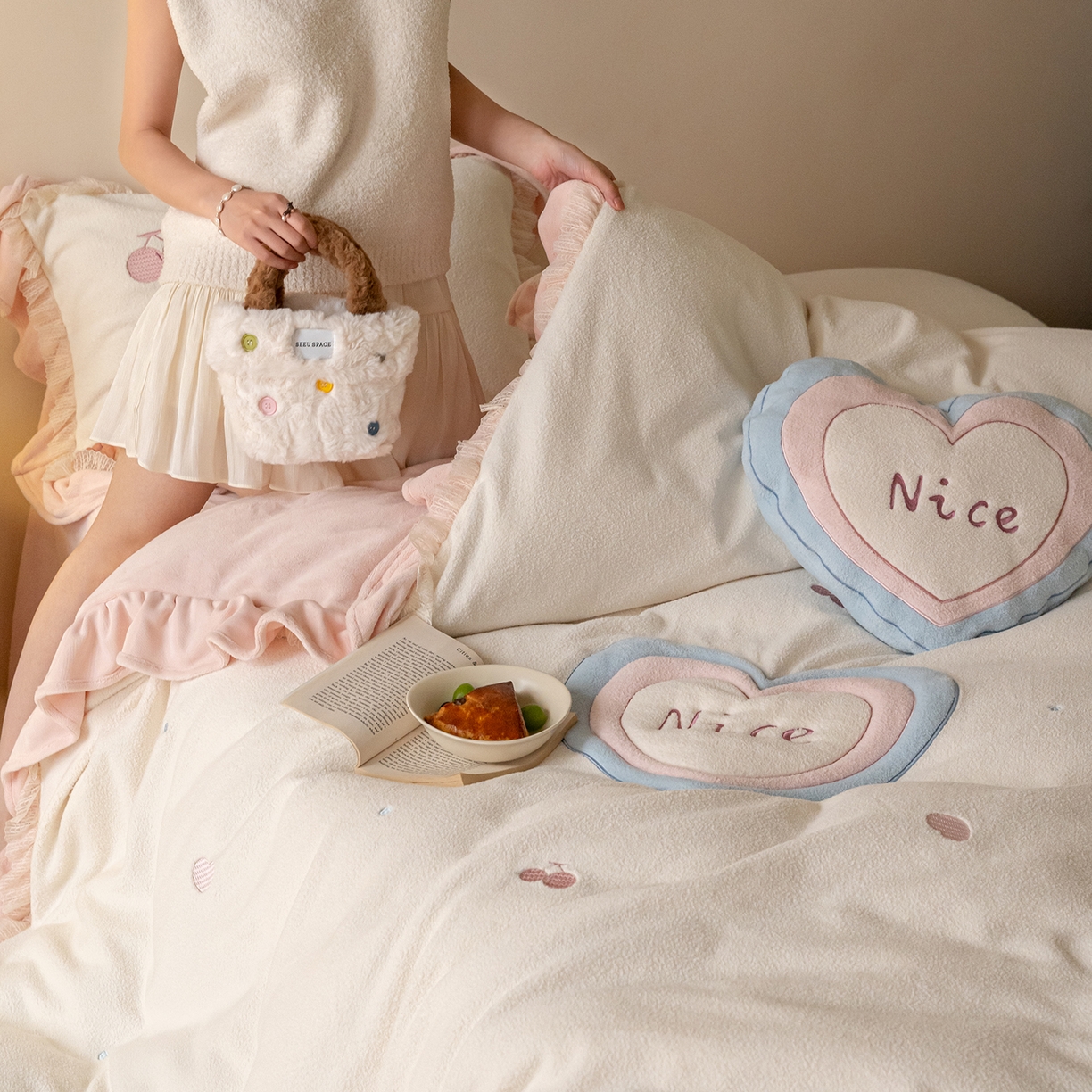 91家纺网 家纺一手货源 找家纺 （总）西西家居 2025新款艾尼绒A版230g牛奶绒四件套-小甜心