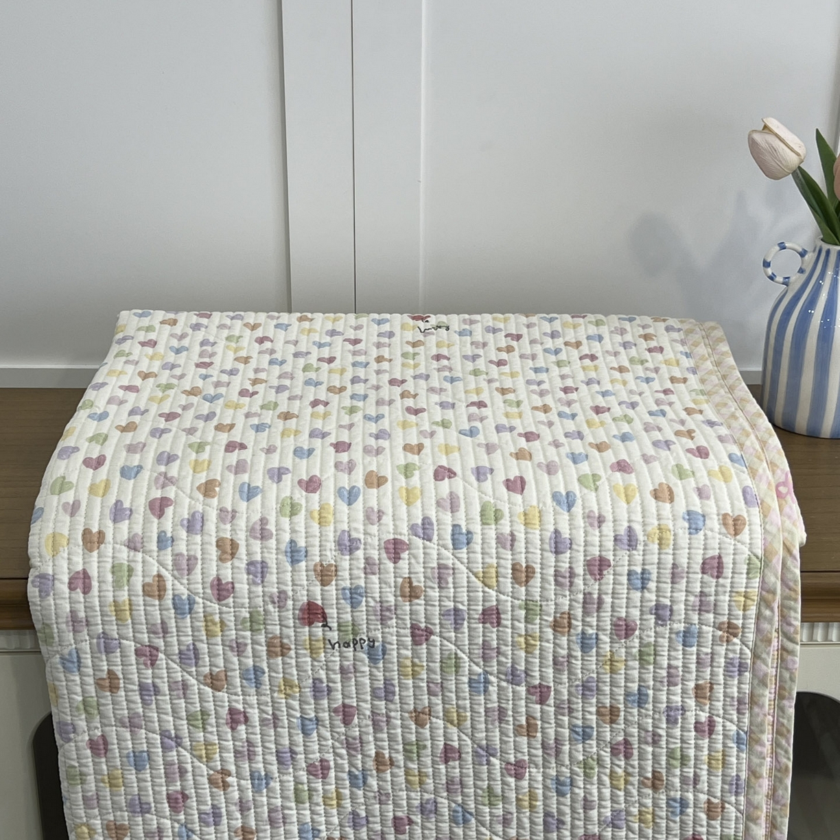 91家纺网 家纺一手货源 找家纺 沐纯家居 2025新款跑量款双面纯棉 棉花填充水洗床盖 爱之语