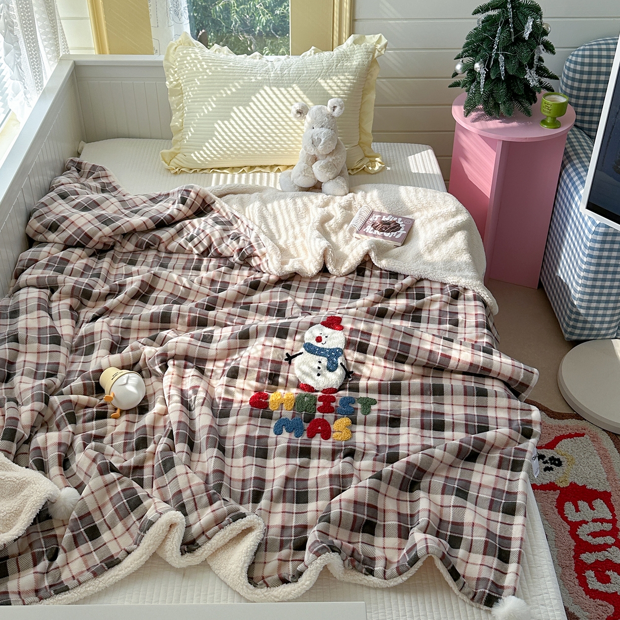 91家纺网 家纺一手货源 找家纺 （总）有货 2025新款圣诞系列暖芙舒绵绒多功能被套毯