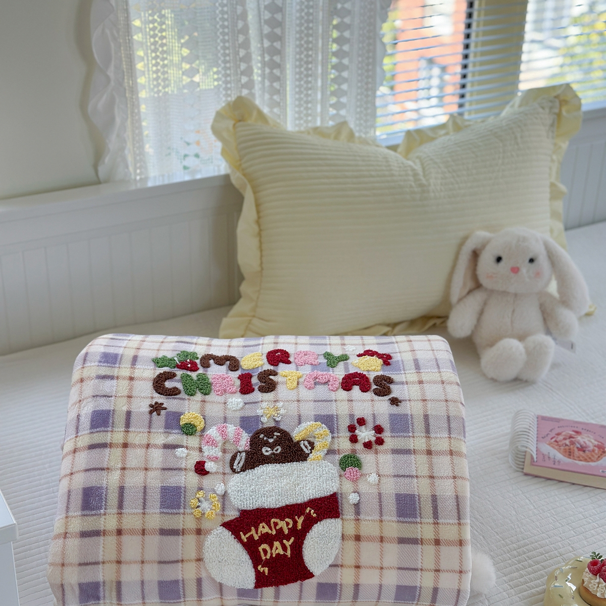 91家纺网 家纺一手货源 找家纺 有货 2025新款圣诞系列暖芙舒绵绒多功能被套毯 圣诞袜-被套毯