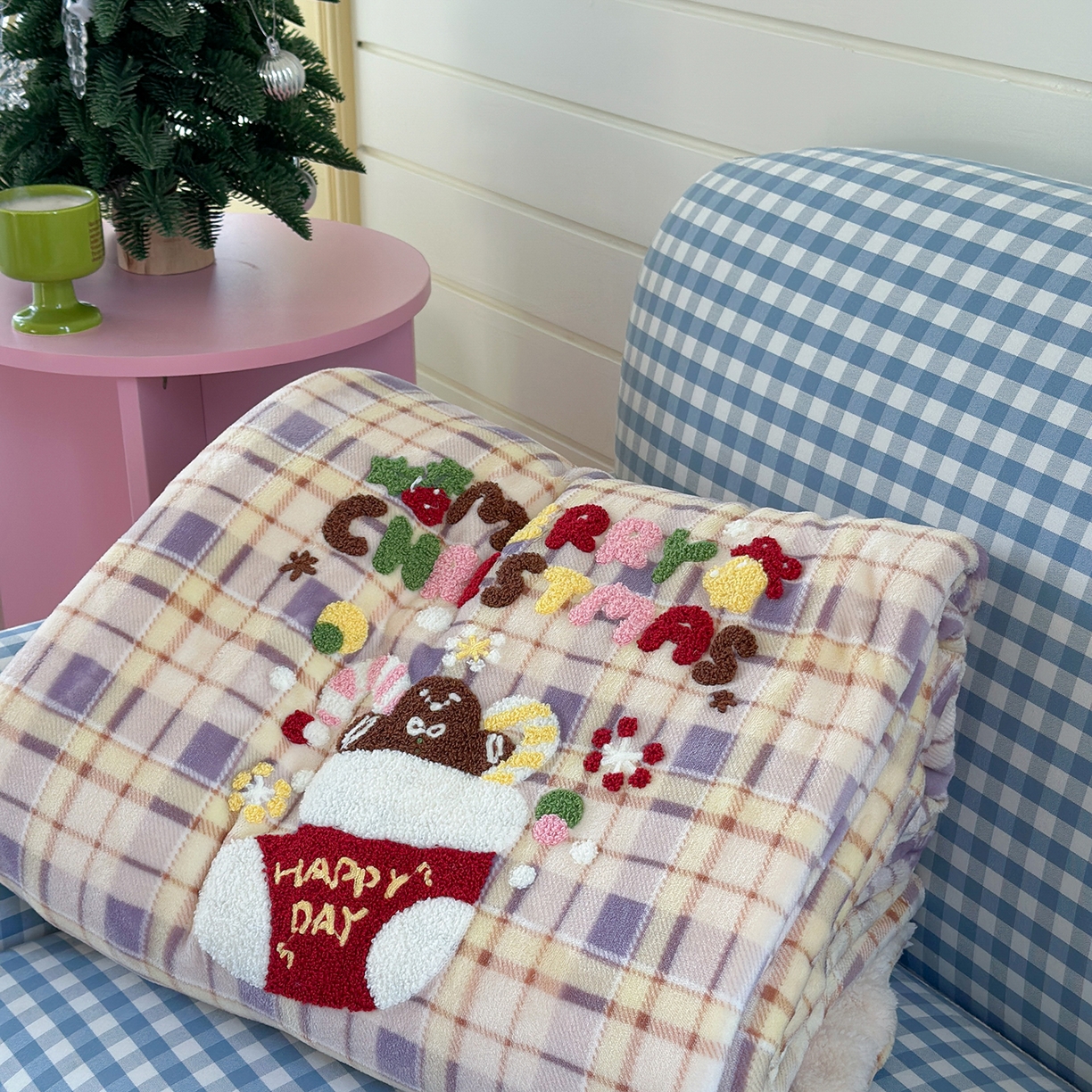 91家纺网 家纺一手货源 找家纺 有货 2025新款圣诞系列暖芙舒绵绒多功能被套毯 圣诞袜-被套毯