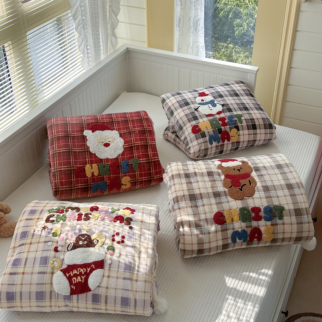 91家纺网 家纺一手货源 找家纺 （总）有货 2025新款圣诞系列暖芙舒绵绒多功能被套毯