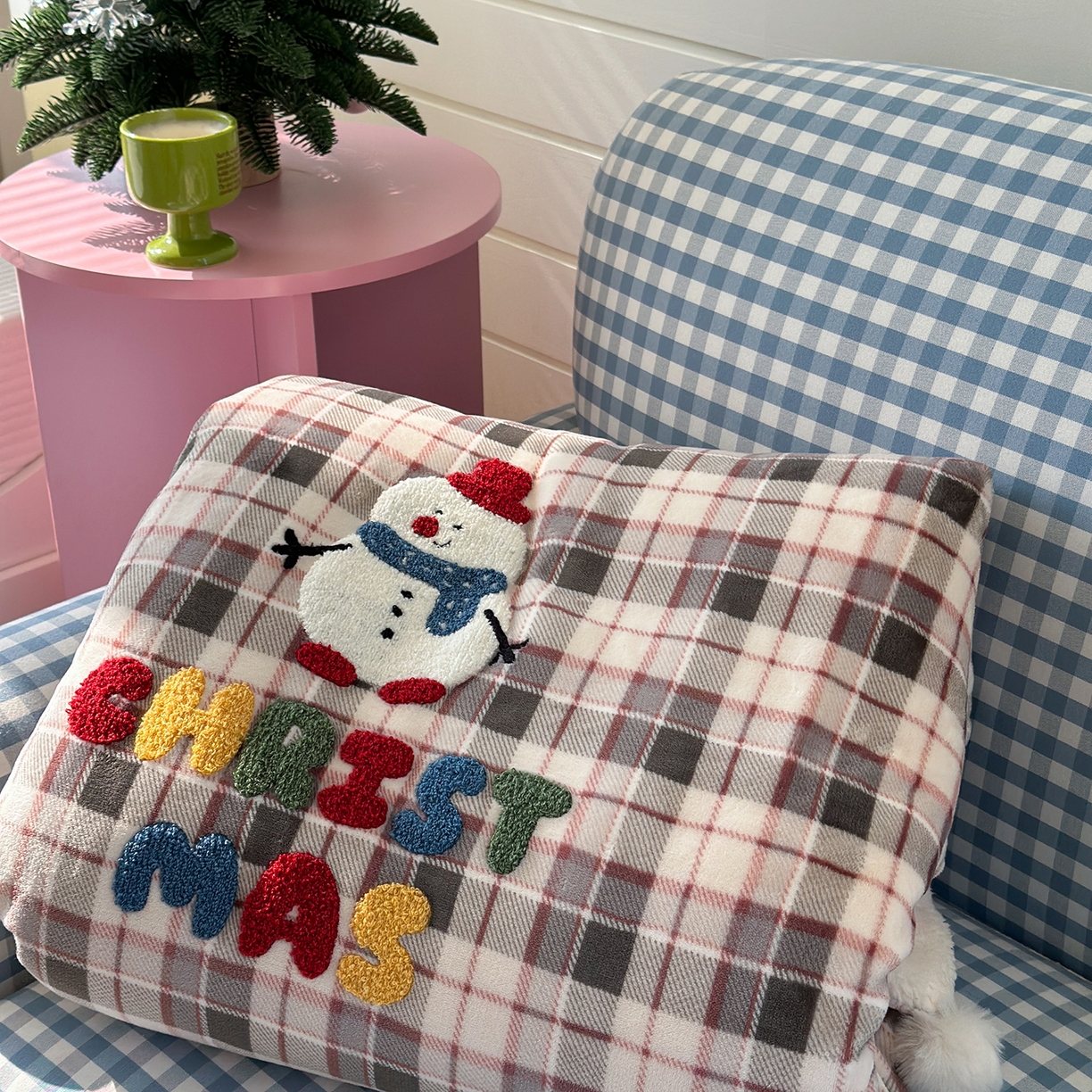 91家纺网 家纺一手货源 找家纺 有货 2025新款圣诞系列暖芙舒绵绒多功能被套毯 雪人-被套毯