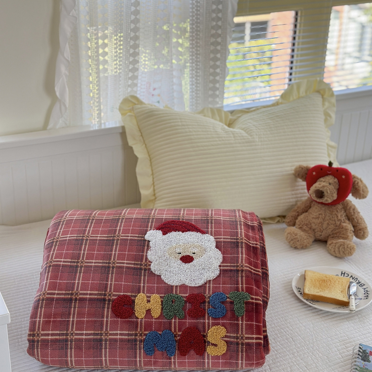 91家纺网 家纺一手货源 找家纺 有货 2025新款圣诞系列暖芙舒绵绒多功能被套毯 圣诞老人-被套毯
