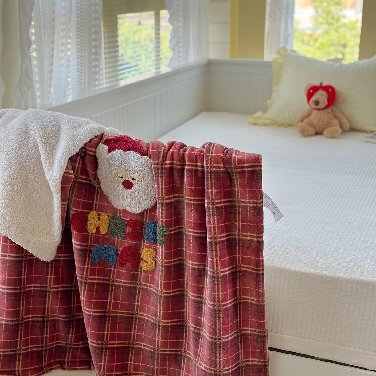 91家纺网 家纺一手货源 找家纺 有货 2025新款圣诞系列暖芙舒绵绒多功能被套毯 圣诞老人-被套毯