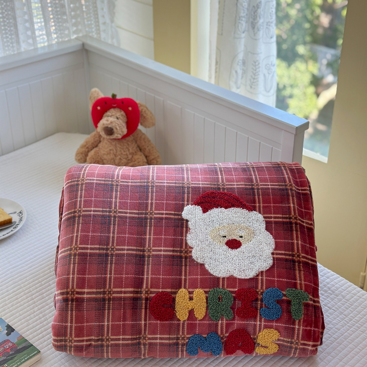 91家纺网 家纺一手货源 找家纺 有货 2025新款圣诞系列暖芙舒绵绒多功能被套毯 圣诞老人-被套毯