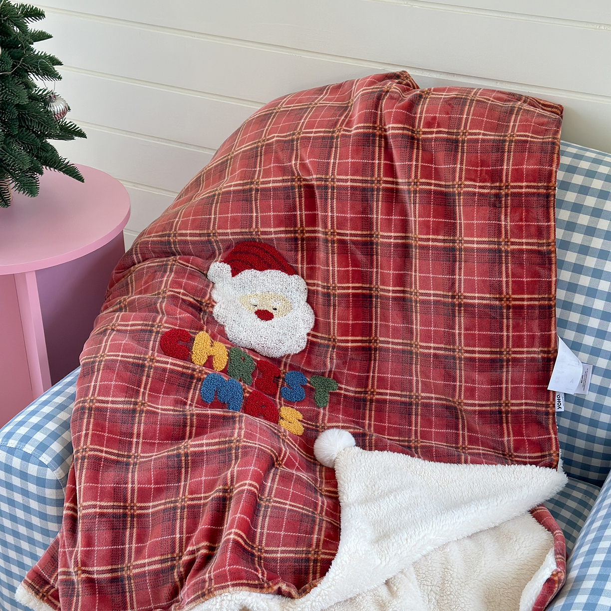 91家纺网 家纺一手货源 找家纺 有货 2025新款圣诞系列暖芙舒绵绒多功能被套毯 圣诞老人-被套毯