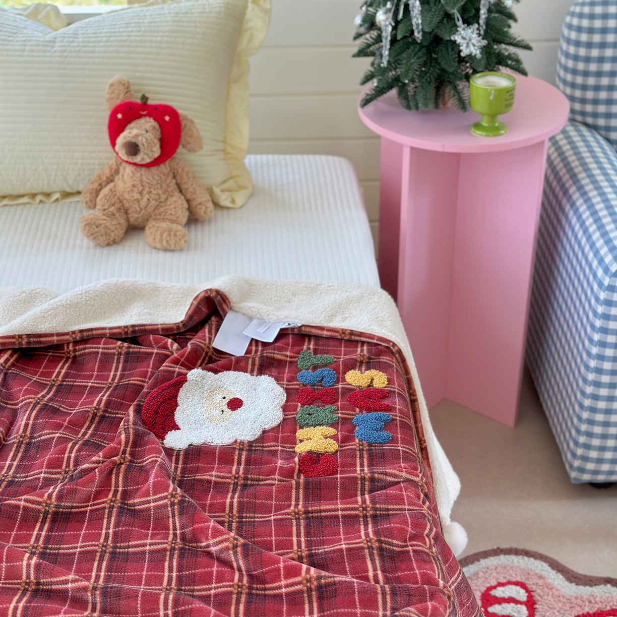 91家纺网 家纺一手货源 找家纺 有货 2025新款圣诞系列暖芙舒绵绒多功能被套毯 圣诞老人-被套毯