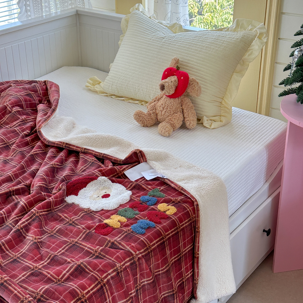 91家纺网 家纺一手货源 找家纺 有货 2025新款圣诞系列暖芙舒绵绒多功能被套毯 圣诞老人-被套毯