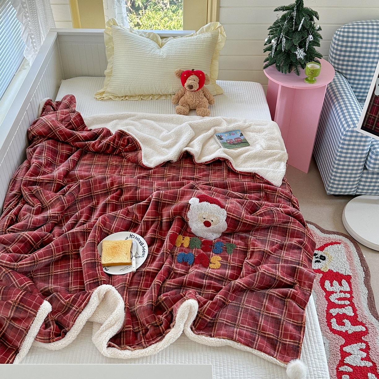 91家纺网 家纺一手货源 找家纺 （总）有货 2025新款圣诞系列暖芙舒绵绒多功能被套毯