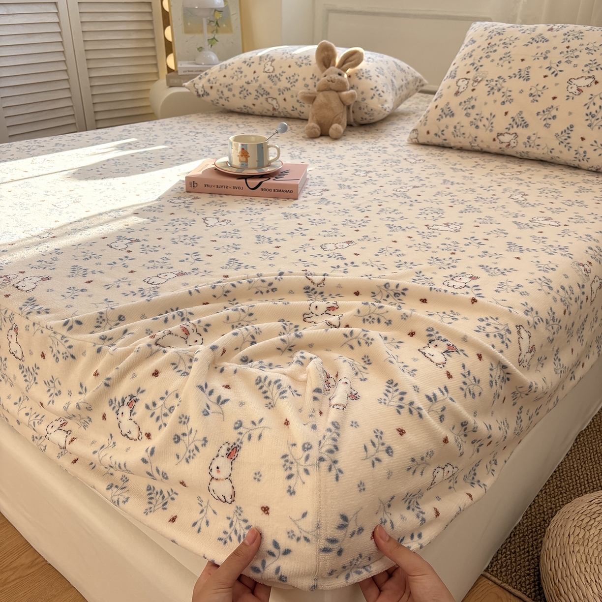 （总）居眠 2025新款单层印花牛奶绒床笠