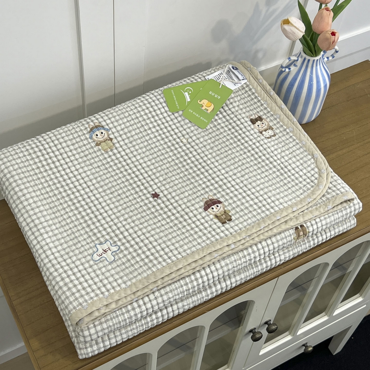 91家纺网 家纺一手货源 找家纺 沐纯家居 2025新款跑量款双面纯棉 棉花填充水洗床盖 小萌人