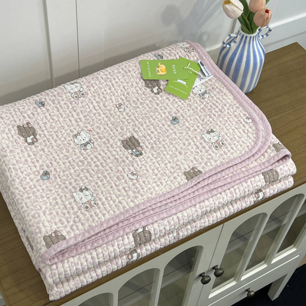 91家纺网 家纺一手货源 找家纺 沐纯家居 2025新款跑量款双面纯棉 棉花填充水洗床盖 豹纹猫