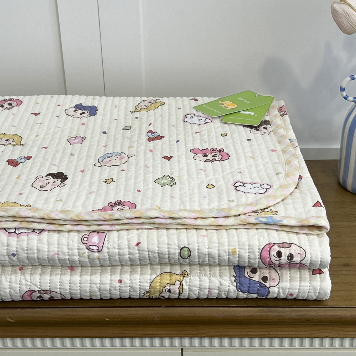 91家纺网 家纺一手货源 找家纺 沐纯家居 2025新款跑量款双面纯棉 棉花填充水洗床盖 动漫小人