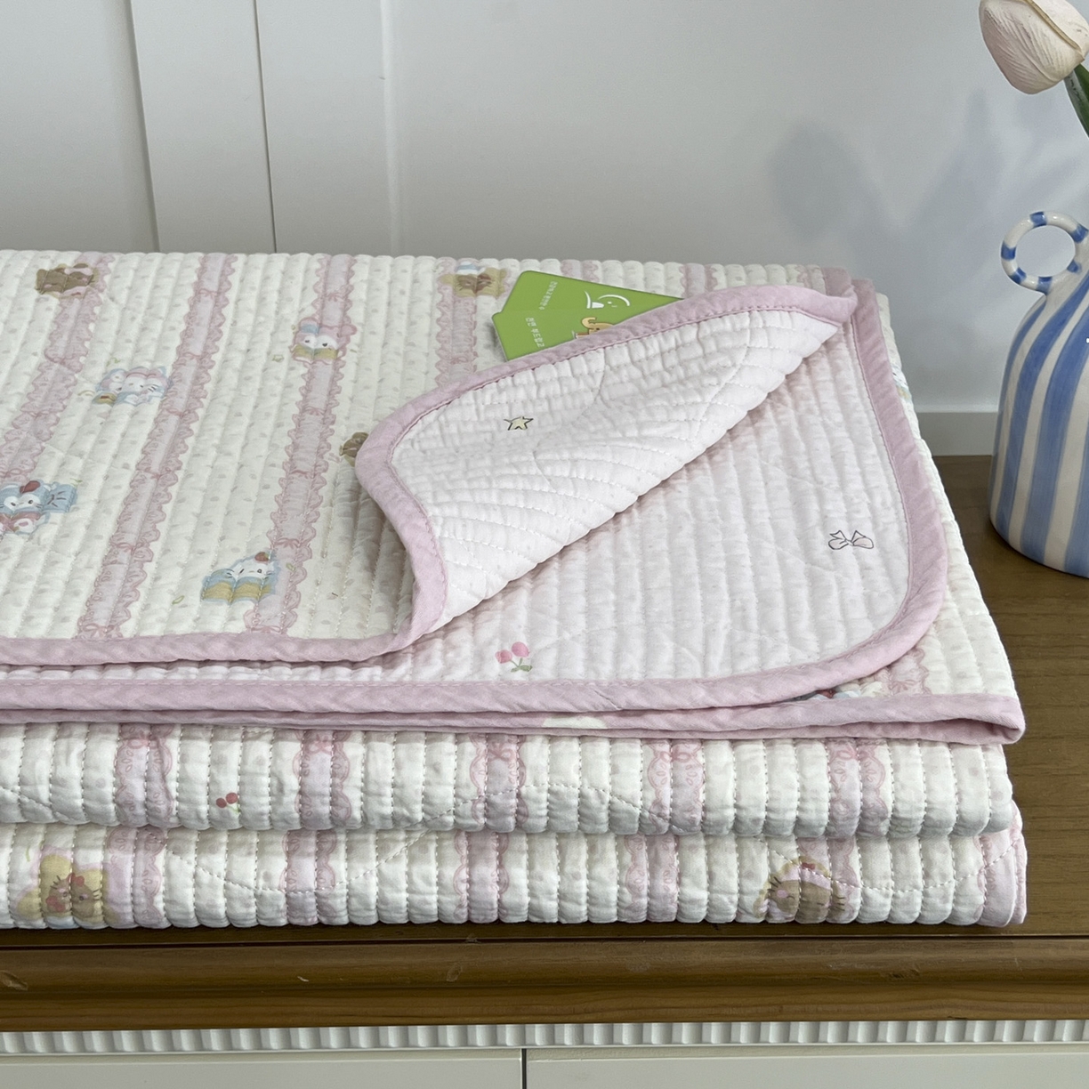 91家纺网 家纺一手货源 找家纺 沐纯家居 2025新款跑量款双面纯棉 棉花填充水洗床盖 彩虹喵喵